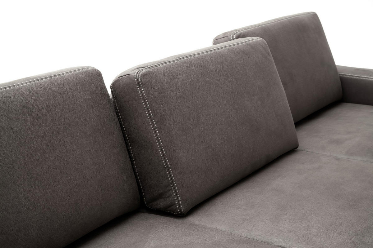 ECKSOFA in Mikrofaser Anthrazit  - Anthrazit/Beige, Design, Holz/Textil (185/276cm) - Pure Home Lifestyle
