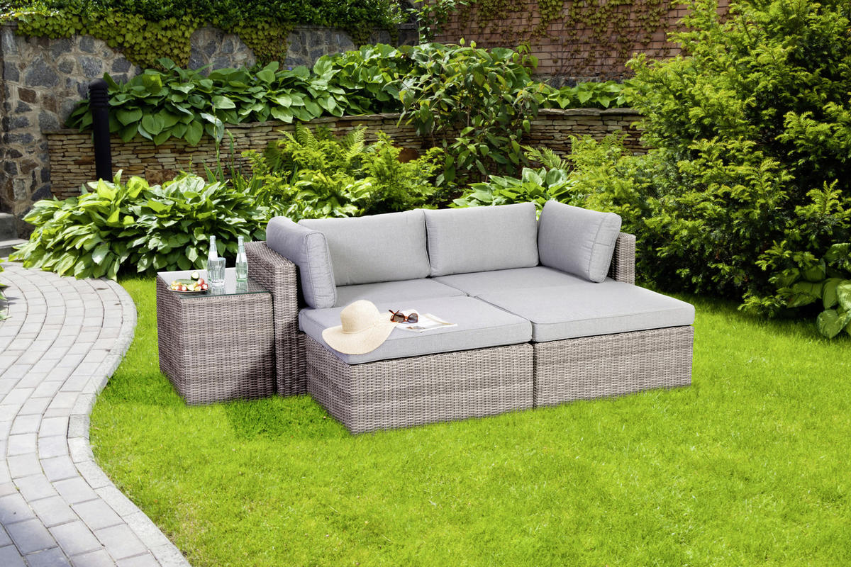 LOUNGEGARNITUR   93/65/71 cm Stahl  - Grau, Basics, Glas/Textil (93/65/71cm) - Gardenson