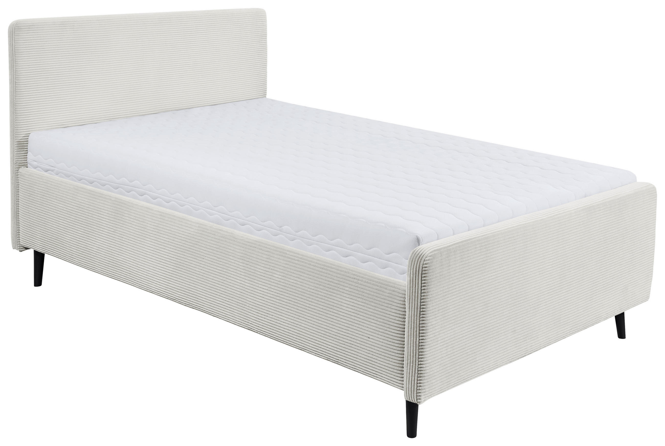 POLSTERBETT gepolstertes Kopfteil 120/200 cm  in Creme  - Creme/Schwarz, MODERN, Holz/Textil (120/200cm) - MID.YOU