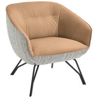 COCKTAILSESSEL in Struktur Echtleder Grau, Naturfarben, Orange  - Anthrazit/Naturfarben, Design, Leder/Textil (76/80/73cm) - Joop!