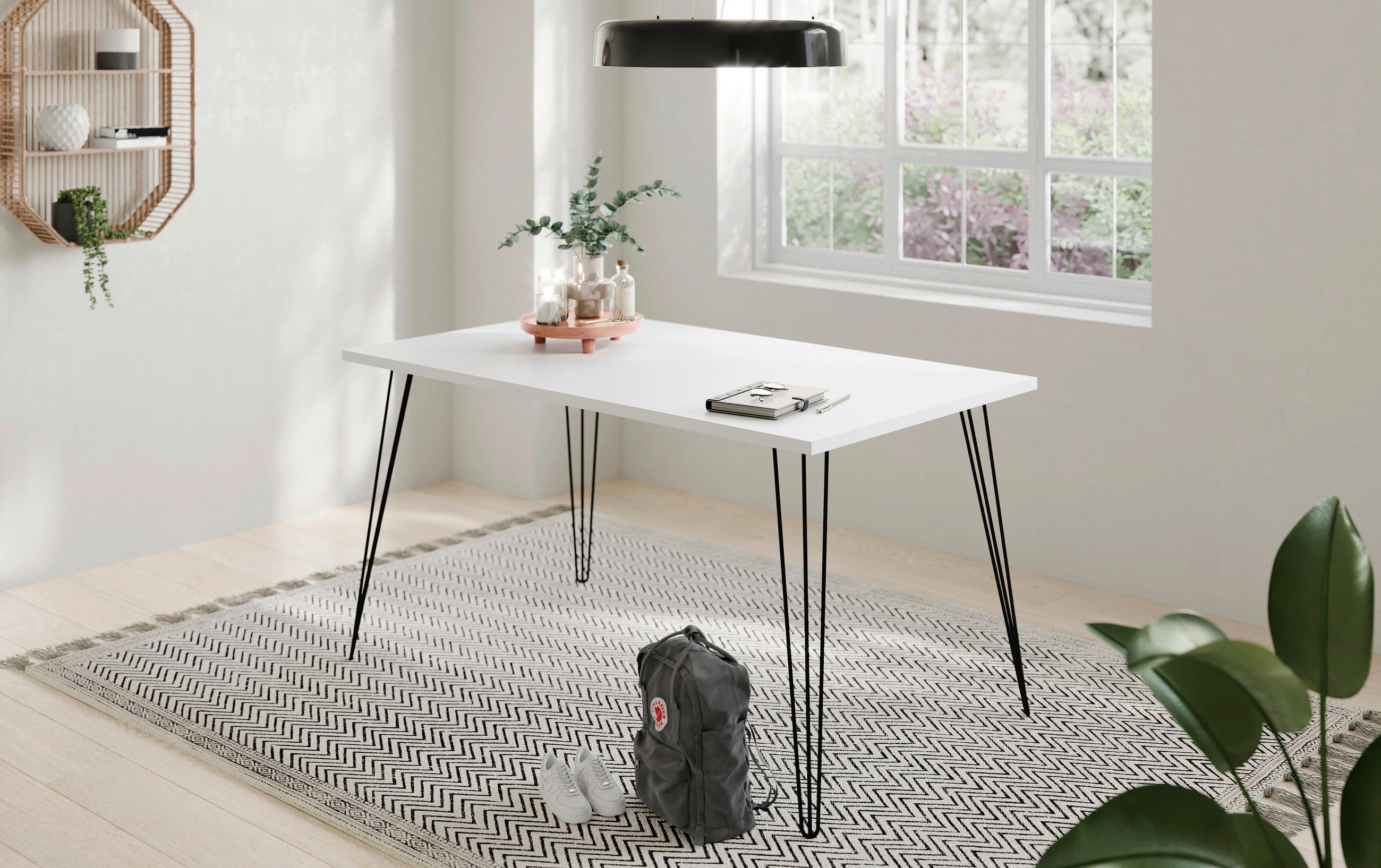 SCHREIBTISCH 160/80/74 cm  in Schwarz, Weiß  - Schwarz/Weiß, Design, Holzwerkstoff/Metall (160/80/74cm) - MID.YOU