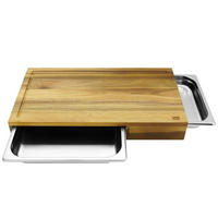 Tocător - culoare inox/culoare lemn acacia, Basics, lemn/metal (51/28,5/7cm) - Homeware Profession.