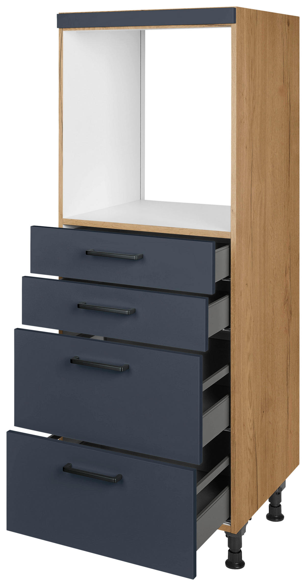 GERÄTEUMBAUSCHRANK 60/168/58 cm  in Blau, Eichefarben  - Blau/Eichefarben, MODERN, Holzwerkstoff/Metall (60/168/58cm) - Nobilia