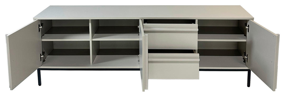 LOWBOARD WABI  in 180/60,5/40 cm  - Hellgrau/Schwarz, Design, Holz/Holzwerkstoff (180/60,5/40cm) - Xora