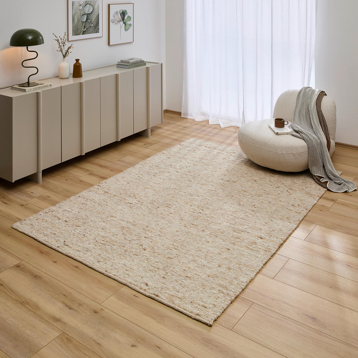 HANDWEBTEPPICH 60/110 cm Vieste Hellbraun  - Hellbraun, Basics, Textil (60/110cm) - Linea Natura