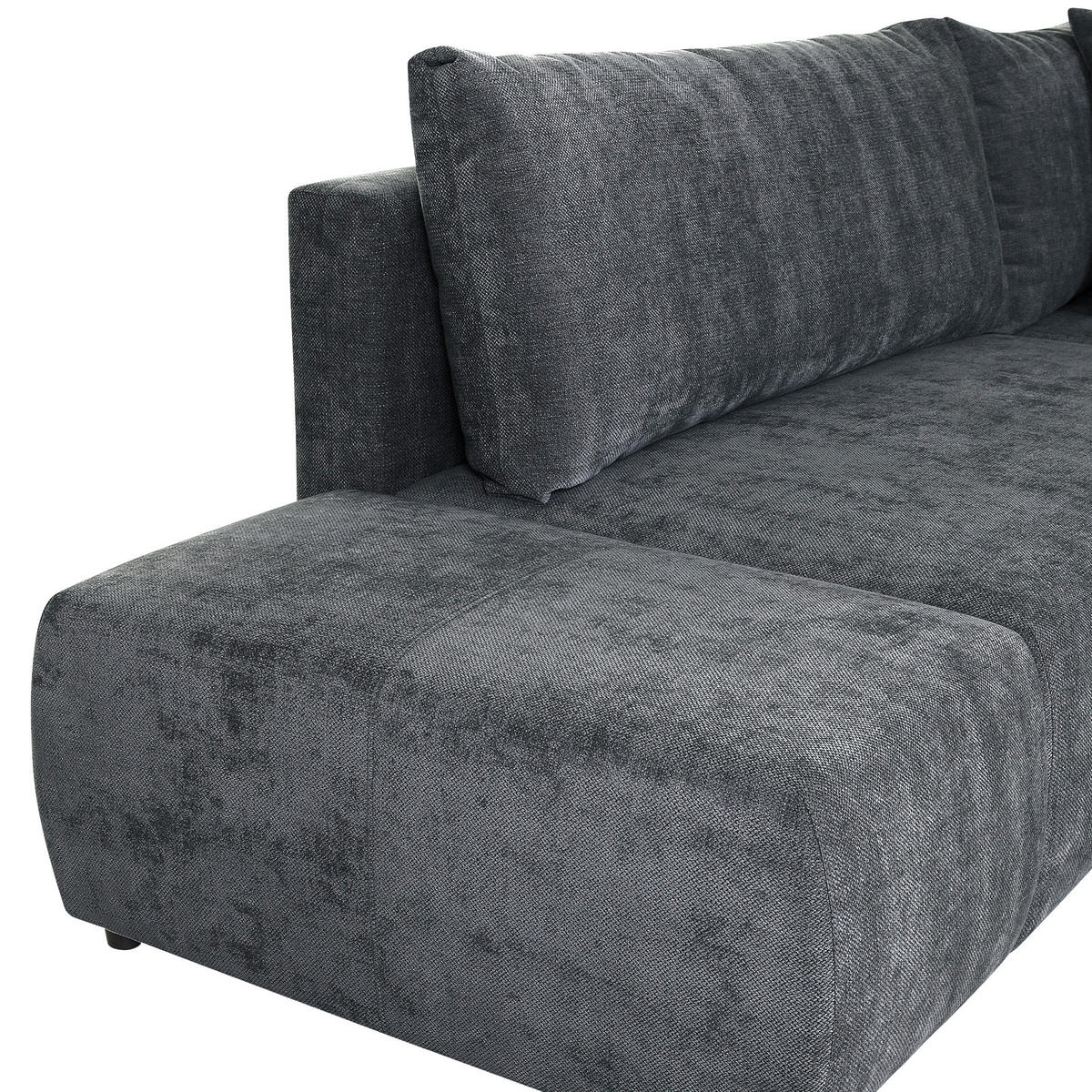 ECKSOFA in Flachgewebe Dunkelgrau  - Dunkelgrau/Schwarz, KONVENTIONELL, Kunststoff/Textil (295/200cm) - Carryhome