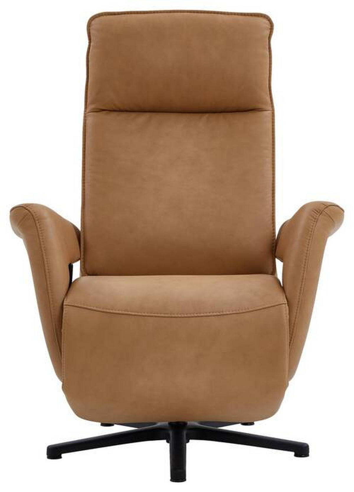RELAXSESSEL Echtleder Relaxfunktion, Fußteilverstellung    - Schwarz/Honig, Design, Leder/Metall (83/112/87-174cm) - Valdera
