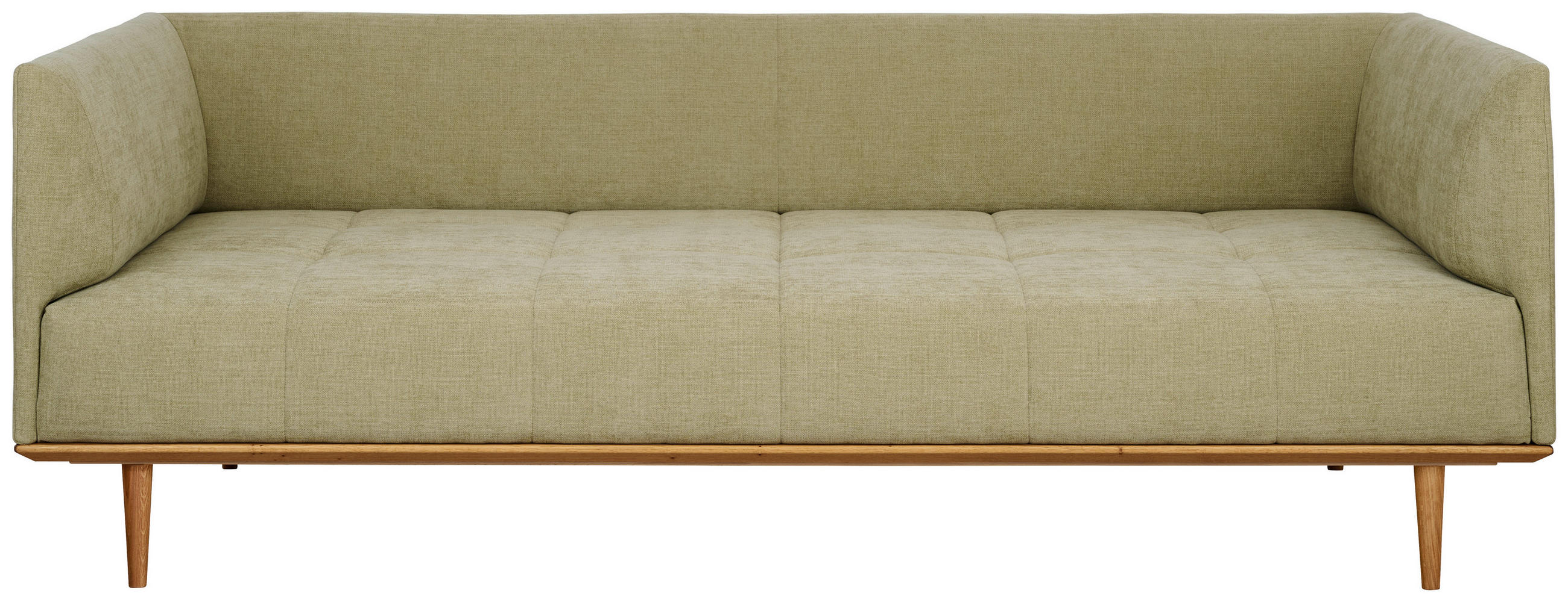 BIGSOFA  in Flachgewebe Grün  - Eichefarben/Grün, Design, Holz/Textil (220/77/120cm) - Joka