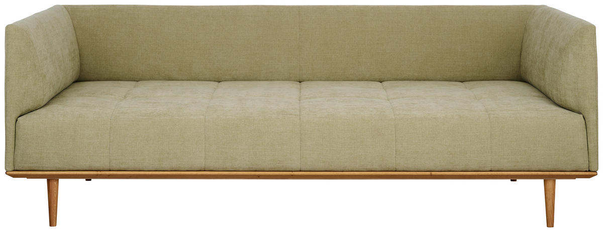 BIGSOFA  in Flachgewebe Grün  - Eichefarben/Grün, Design, Holz/Textil (220/77/120cm) - Joka