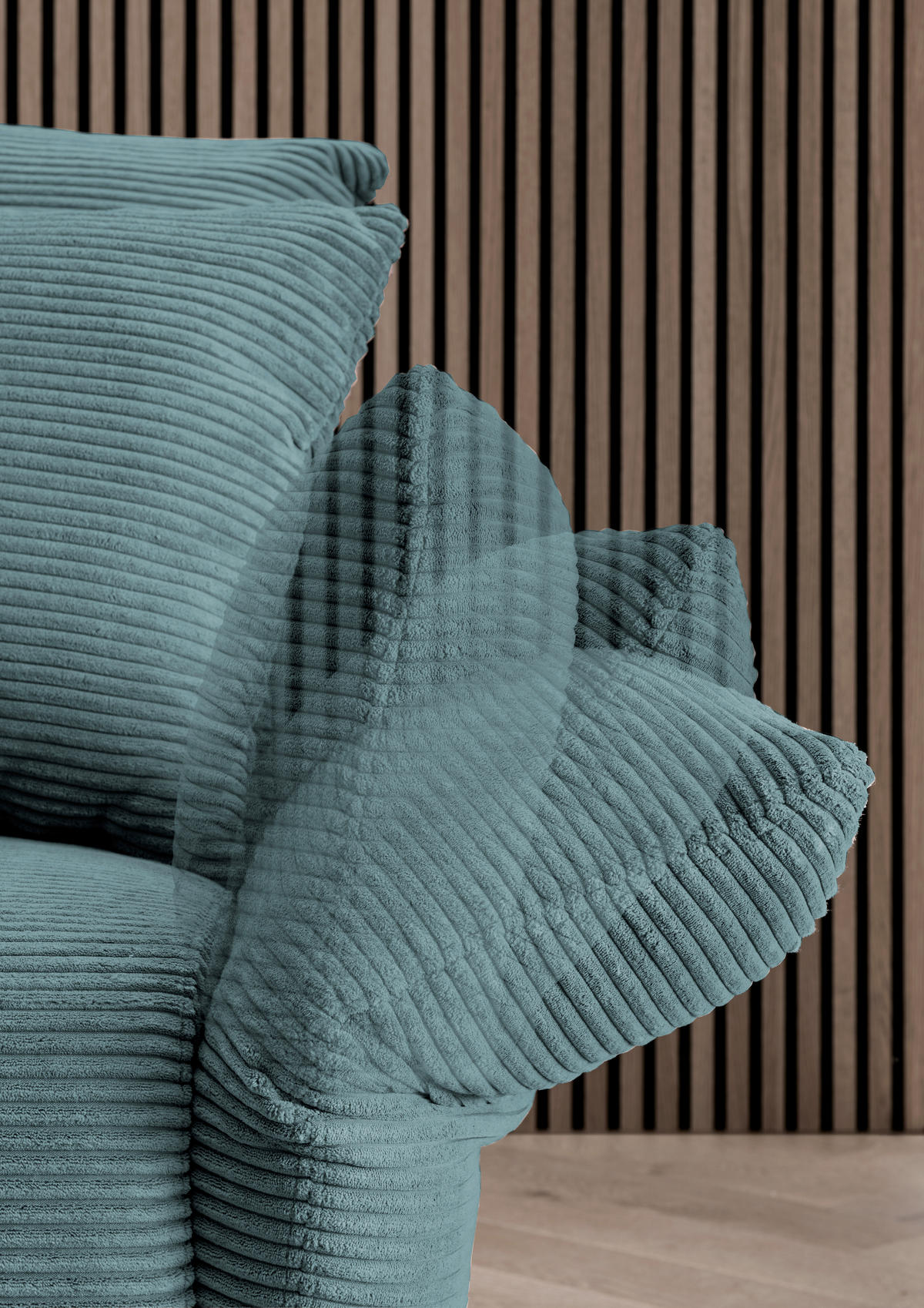 3-SITZER-SOFA Cord Petrol  - Petrol/Schwarz, Design, Textil/Metall (201/97/102cm) - Livetastic