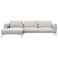 ECKSOFA Hellgrau Webstoff, Flachgewebe  - Hellgrau/Schwarz, Design, Textil/Metall (148/303cm) - Livetastic