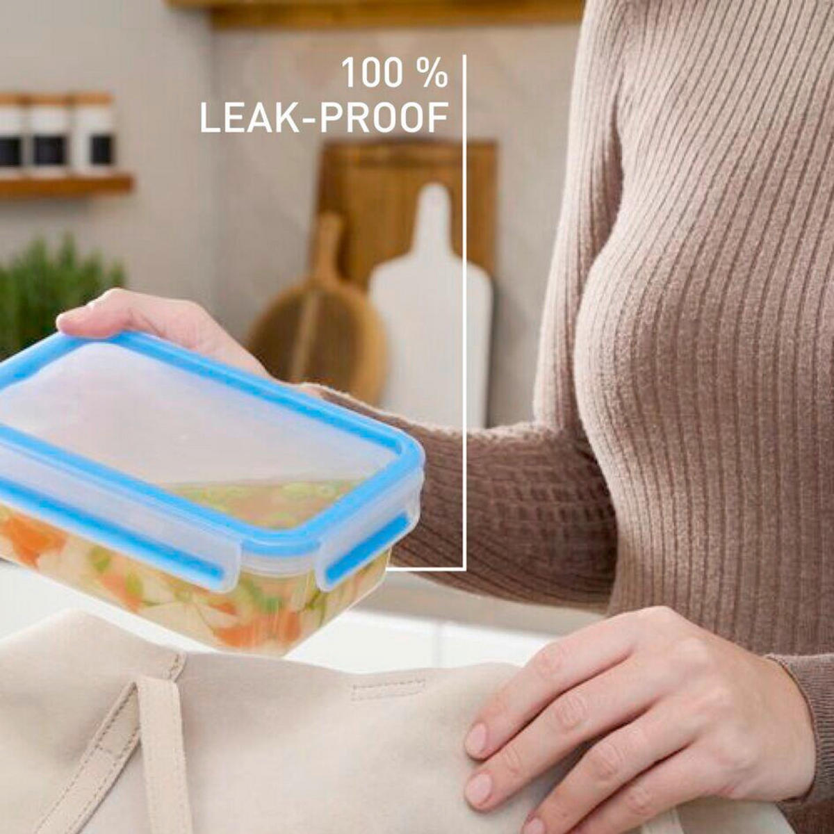 FRISCHHALTEDOSENSET Clip & Close 5-teilig  - Transparent, Basics, Kunststoff (16,7/11,7/27,1cm) - Emsa