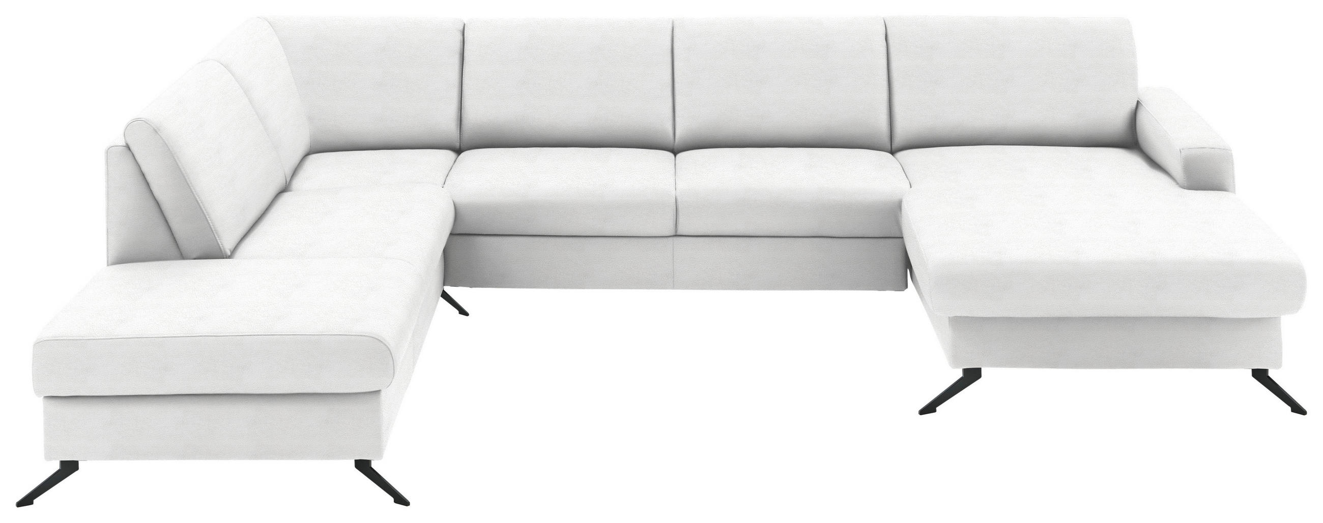 WOHNLANDSCHAFT in Echtleder Weiss  - Weiss/Schwarz, Design, Leder/Metall (233/339/165cm) - Beldomo Premium