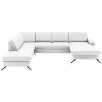 WOHNLANDSCHAFT in Echtleder Weiss  - Weiss/Schwarz, Design, Leder/Metall (233/339/165cm) - Beldomo Premium