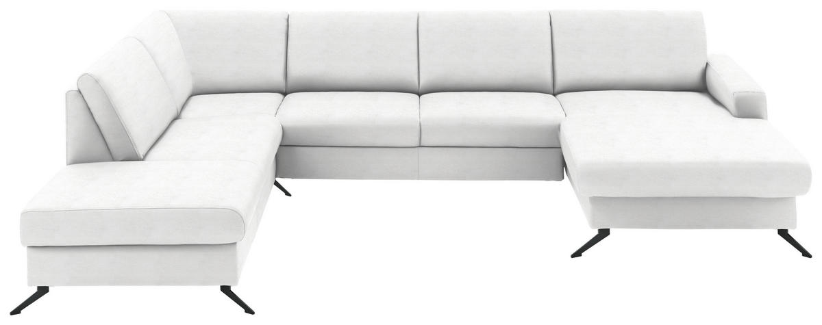 WOHNLANDSCHAFT in Echtleder Weiss  - Weiss/Schwarz, Design, Leder/Metall (233/339/165cm) - Beldomo Premium