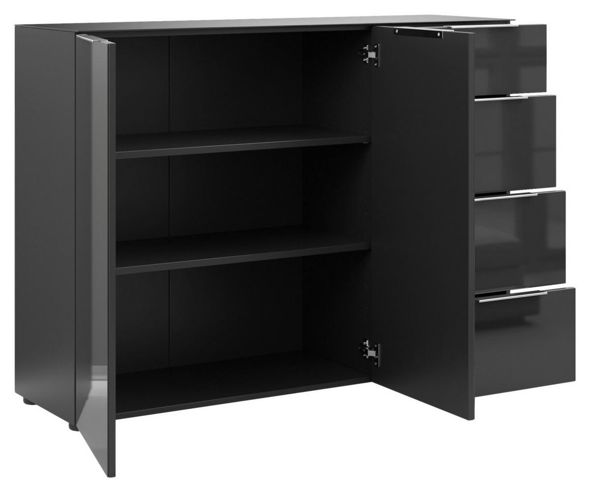 SIDEBOARD Style  in 135/99/40 cm  - Chromfarben/Anthrazit, Basics, Glas/Holzwerkstoff (135/99/40cm)