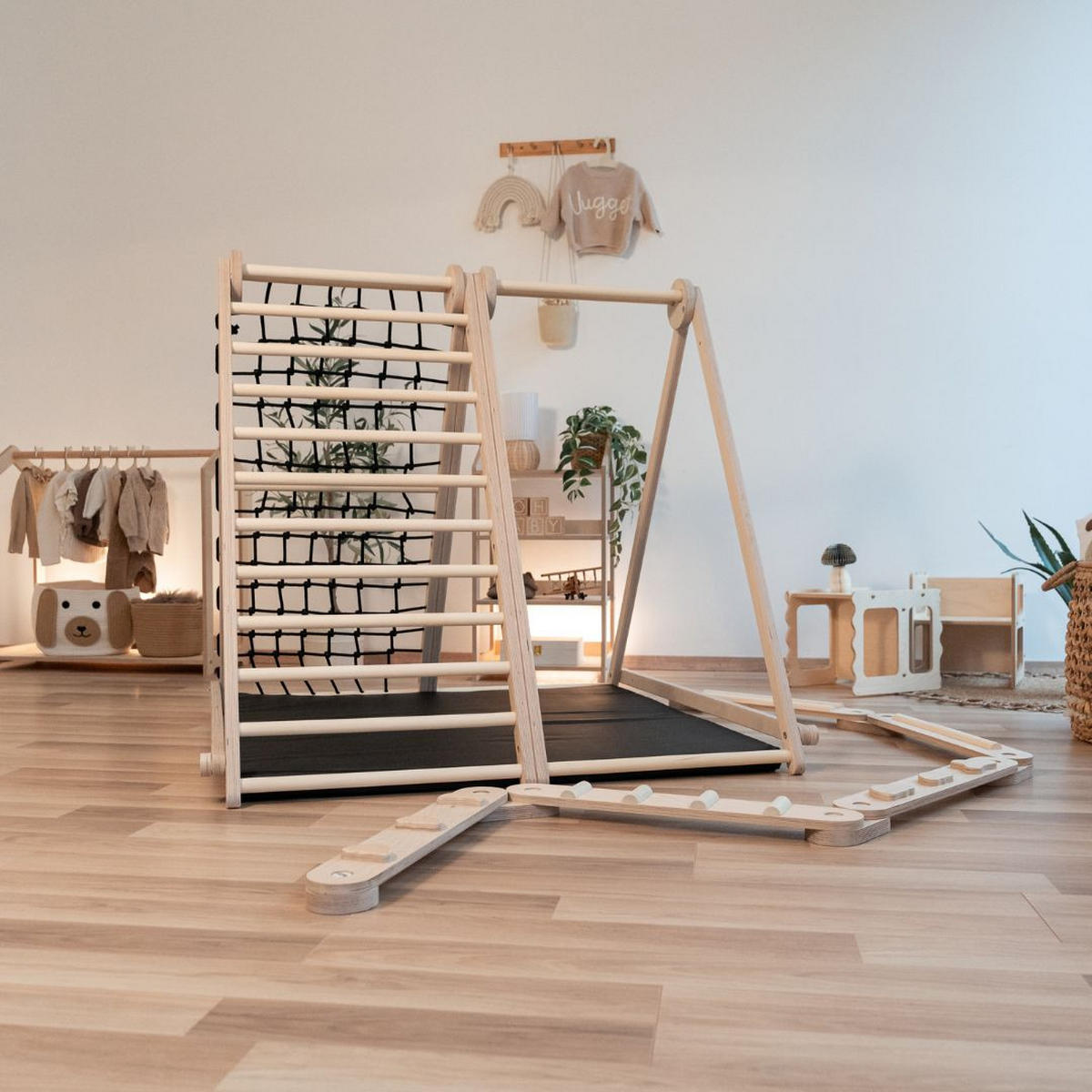 KLETTERGERÜST Kidwood  - Birkefarben/Schwarz, Basics, Holz (105/110/100cm) - CLIFF
