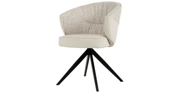 ARMLEHNSTUHL in Eisen Webstoff, Mikrofaser - Beige/Schwarz, Design, Textil/Metall (61/82,5/63cm) - Novel