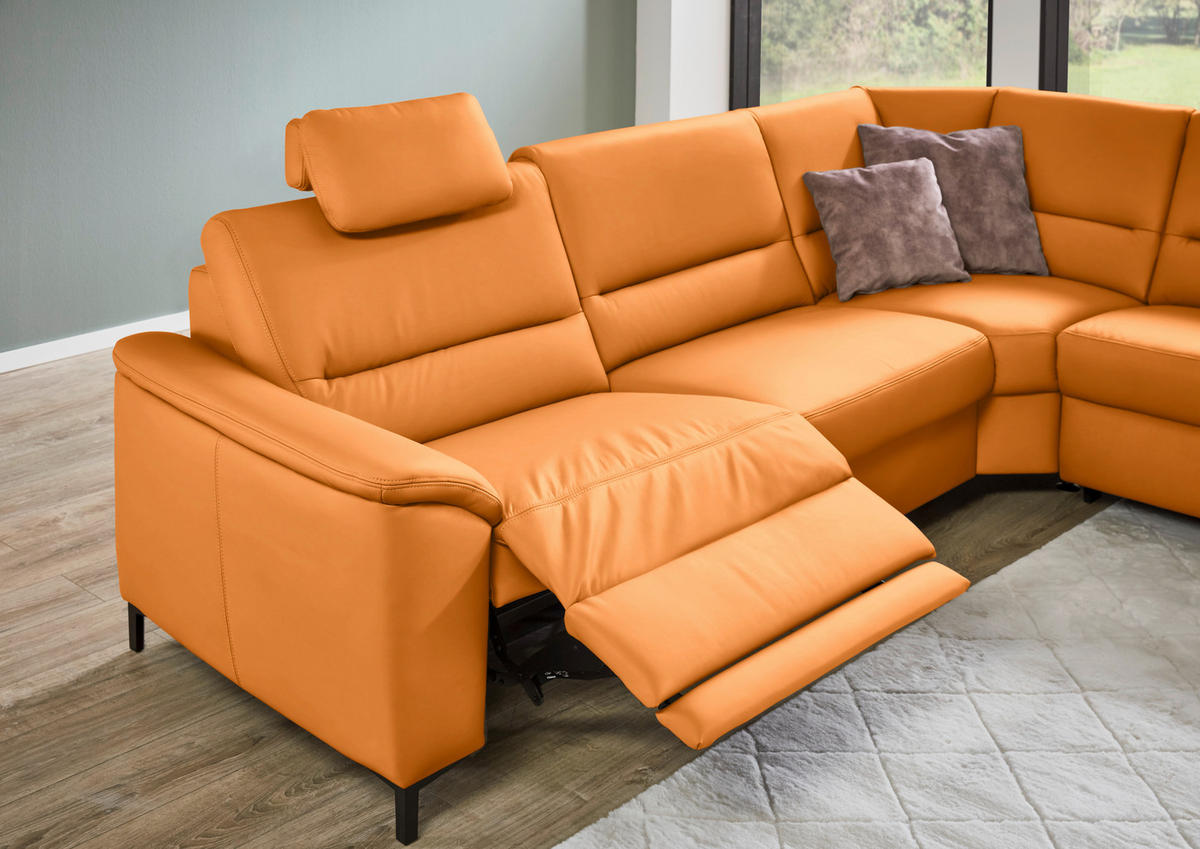 ECKSOFA  in Echtleder Currygelb  290/249 cm  - Currygelb/Schwarz, KONVENTIONELL, Leder/Metall (290/249cm) - Beldomo Premium