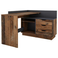 ECKSCHREIBTISCH 129/105/83,5 cm Anthrazit, Alteiche Stauraum, seitenverkehrt montierbar, in verschiedenen Holzarten erhältlich, Regal  - Alteiche/Anthrazit, KONVENTIONELL, Holzwerkstoff (129/105/83,5cm) - MID.YOU