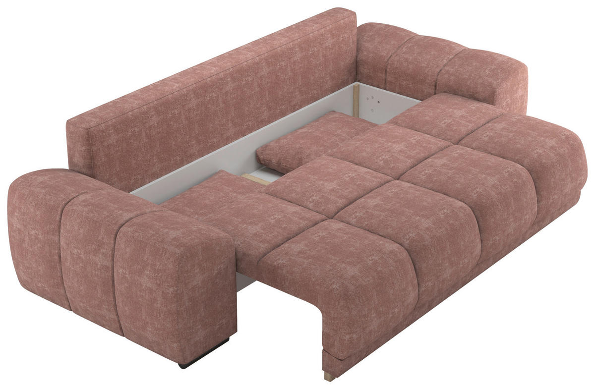 BIGSOFA Chenille Rosa  - Schwarz/Rosa, KONVENTIONELL, Kunststoff/Textil (266/89/104cm) - Carryhome