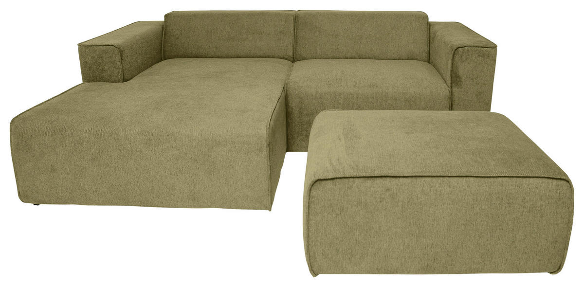 ECKSOFA Olivgrün Struktur  - Schwarz/Olivgrün, Design, Kunststoff/Textil (161/234cm) - P & B