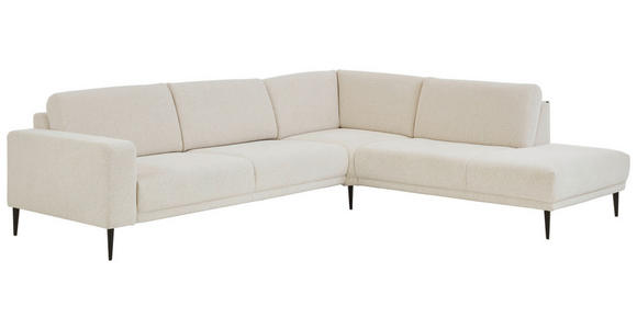 ECKSOFA Dieter Knoll Beige Chenille  - Beige/Schwarz, Design, Textil/Metall (303/254cm) - Dieter Knoll