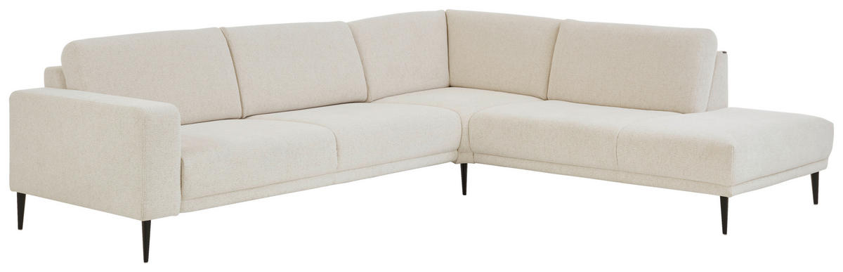 ECKSOFA Dieter Knoll Beige Chenille  - Beige/Schwarz, Design, Textil/Metall (303/254cm) - Dieter Knoll