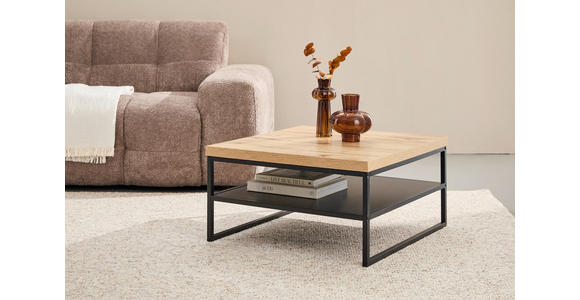 COUCHTISCH 75/75/40 cm quadratisch Naturfarben, Schwarz  - Schwarz/Naturfarben, Basics, Holzwerkstoff/Metall (75/75/40cm) - Carryhome