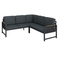 LOUNGE GARNITURA  prirodne boje, tamno siva   - tamno siva/prirodne boje, Moderno, metal/tekstil (192/195cm) - Ambia Garden