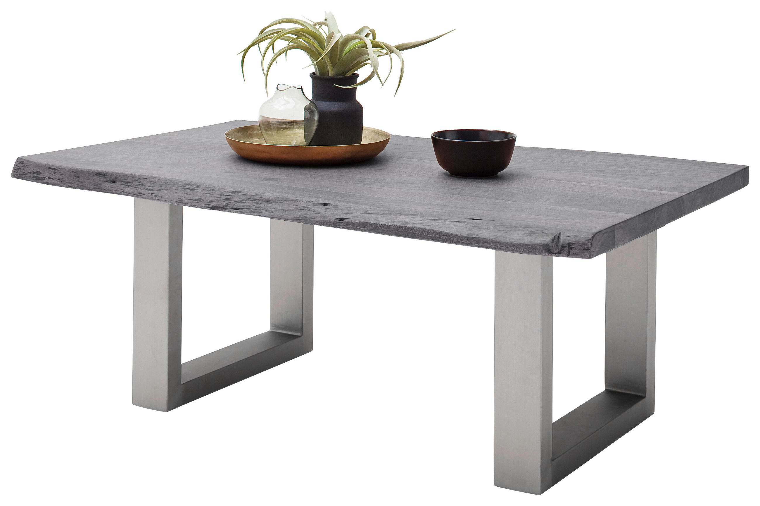 Couchtisch Holz Massiv Cartagena Grau/Edelstahlf.