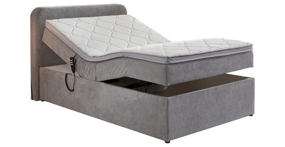 BOXSPRINGBETT 100/200 cm in Hellgrau - Hellgrau/Schwarz, KONVENTIONELL, Kunststoff/Textil (100/200cm) - Carryhome