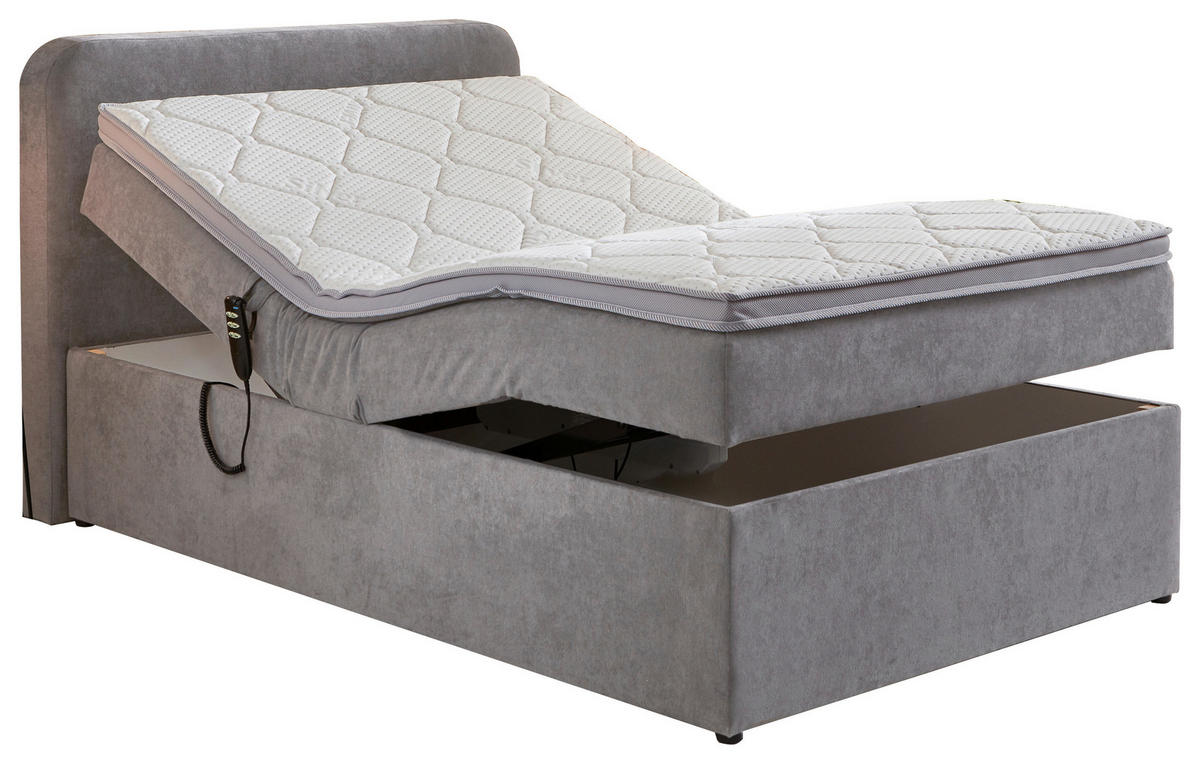POSTEL BOXSPRING, 120/200 cm, světle šedá - černá/světle šedá, Konvenční, textil/plast (120/200cm) - Livetastic