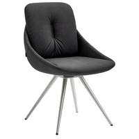 STUHL  Lederauswahl, Stoffauswahl, Typenauswahl, Sitzfläche 360° drehbar   Schwarz, Edelstahlfarben  - Edelstahlfarben/Schwarz, Design, Textil/Metall (55/91/64cm) - Venjakob