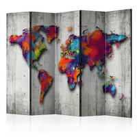 PARAVENT mit 5  Flügel - Multicolor/Grau, Basics, Holz/Textil (225/172/3cm) - artgeist
