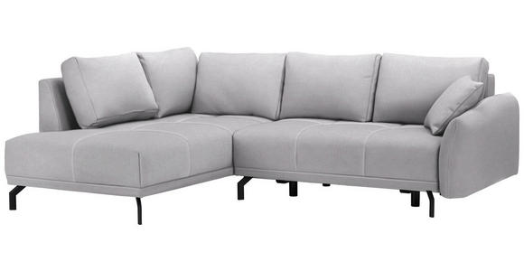 ECKSOFA in Samt Hellgrau  - Hellgrau/Schwarz, LIFESTYLE, Textil/Metall (191/250cm) - Carryhome