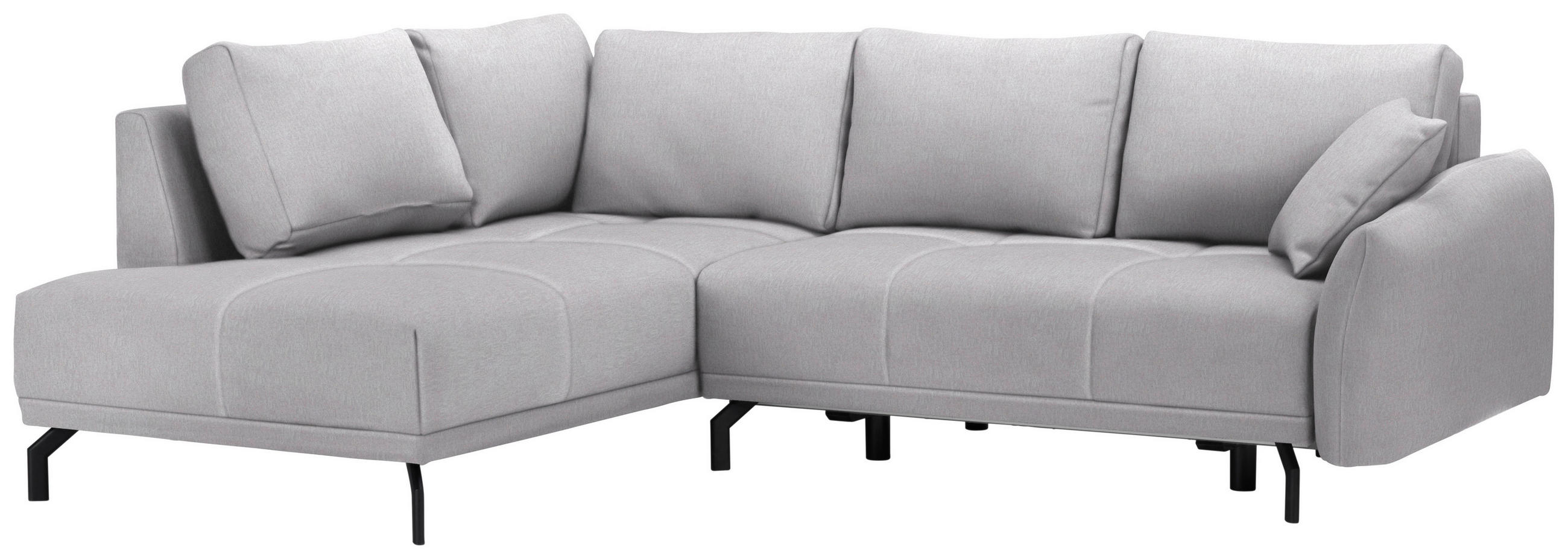 ECKSOFA Hellgrau Samt  - Hellgrau/Schwarz, LIFESTYLE, Textil/Metall (191/250cm) - Carryhome