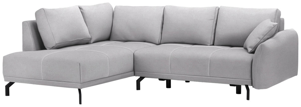ECKSOFA Hellgrau Samt  - Hellgrau/Schwarz, LIFESTYLE, Textil/Metall (191/250cm) - Carryhome