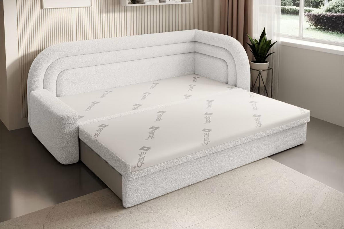 RÉCAMIERE Samt Weiss  - Weiss/Schwarz, Design, Kunststoff/Textil (223/80/86cm) - MID.YOU