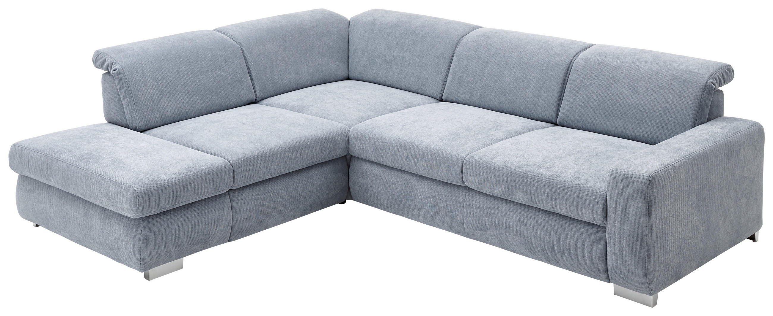 Thumbnail - Beldomo Style Ecksofa, Hellblau, Textil, Uni, 5-Sitzer, Ottomane links, nicht einzeln stellbar, L-Form, 301x260 cm, Gold...