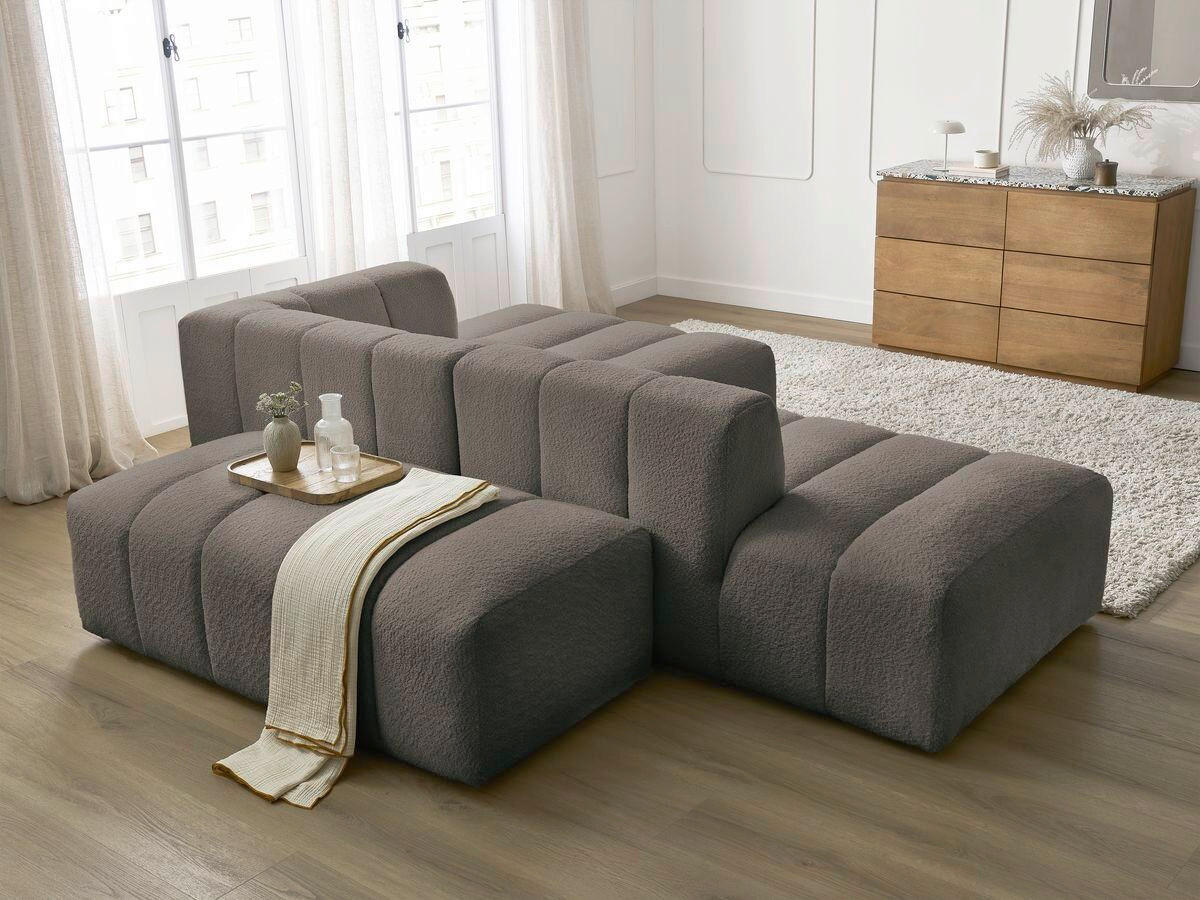 ECKSOFA  ANNECY Taupe Bouclé  - Taupe/Schwarz, MODERN, Kunststoff/Textil (262/170cm)