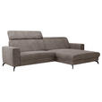 ECKSOFA inkl. Funktion Taupe Cord  - Taupe/Schwarz, KONVENTIONELL, Textil/Metall (290/178cm) - Cantus