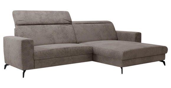 ECKSOFA inkl. Funktion Taupe Cord  - Taupe/Schwarz, KONVENTIONELL, Textil/Metall (290/178cm) - Cantus