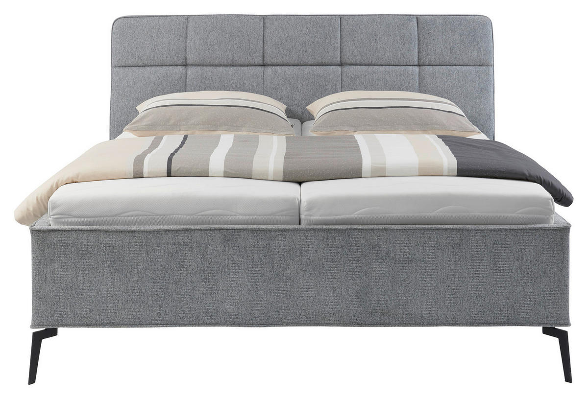 POLSTERBETT gepolstertes Kopfteil, motorische Verstellbarkeit, Fernbedienung, Lattenroste 180/200 cm  in Grau  - Birkefarben/Graphitfarben, KONVENTIONELL, Holz/Textil (180/200cm) - Musterring