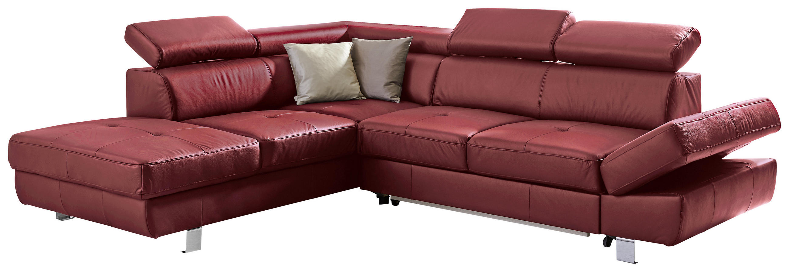 Wohnlandschaft in Textil, Leder Bordeaux