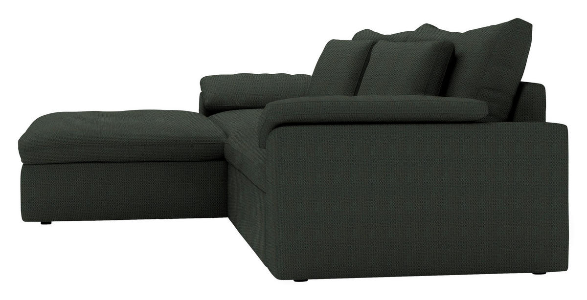 ECKSOFA  Chenille Waldgrün  - Waldgrün/Schwarz, Modern, Kunststoff/Textil (198/306cm) - Carryhome