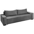 SCHLAFSOFA Cord Dunkelgrau  inkl. Rückenkissen, Bettkasten, Schlaffunktion, Rücken echt, Liegefläche im Originalstoff  - Dunkelgrau/Schwarz, KONVENTIONELL, Kunststoff/Textil (240/72/95cm) - Carryhome