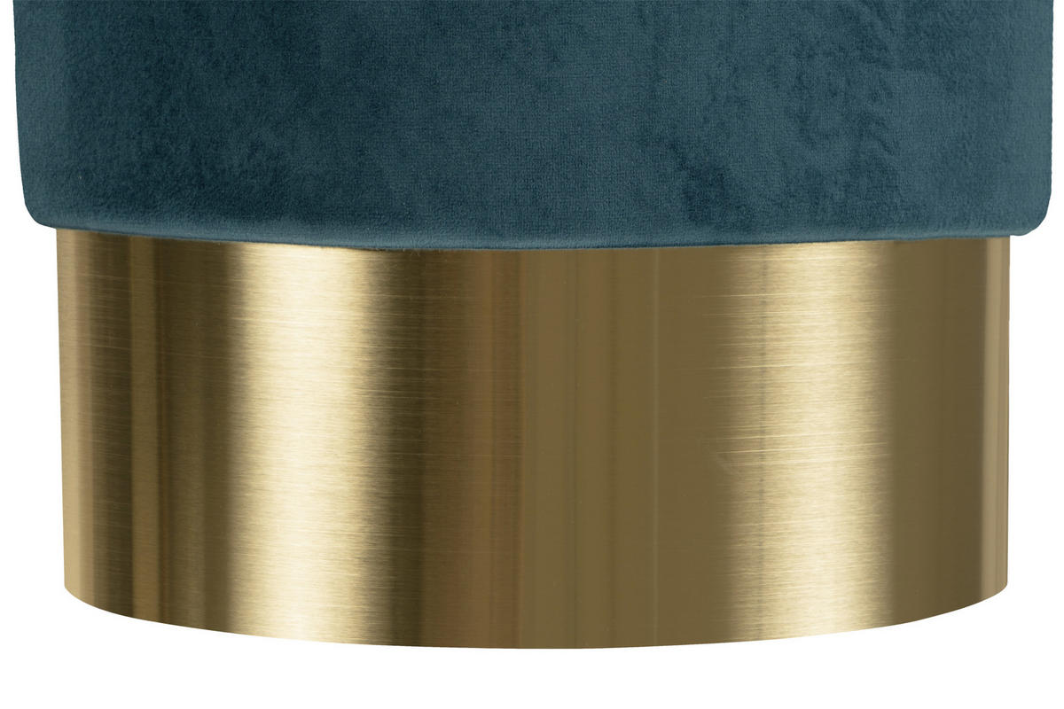 HOCKER in Holz, Textil, Holzwerkstoff Grün, Petrol  - Goldfarben/Petrol, Basics, Holz/Holzwerkstoff (35/42cm) - Kayoom
