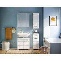 BADEZIMMER 4-teilig  in 90 cm  - Weiß Hochglanz/Silberfarben, MODERN, Glas/Holzwerkstoff (90cm) - MID.YOU