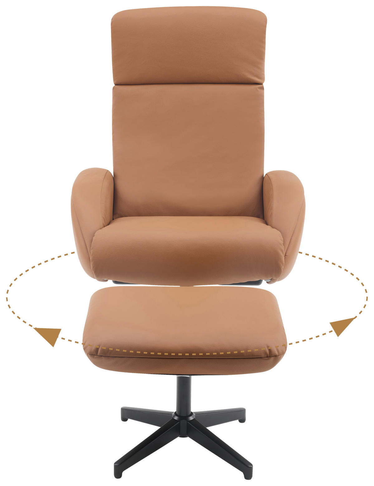 RELAXSESSELSET in Textil, Leder Braun  - Schwarz/Braun, Design, Leder/Textil (77/107/75cm) - Livetastic